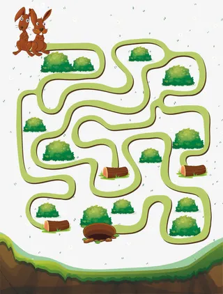 绿色袋鼠可爱迷宫免抠