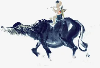 水彩画清明牧童免抠