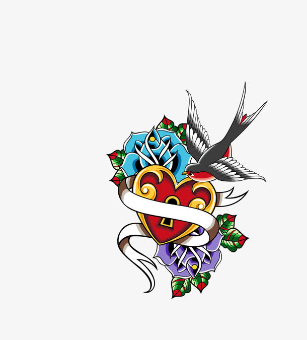 矢量彩色喜鹊围花图案免抠