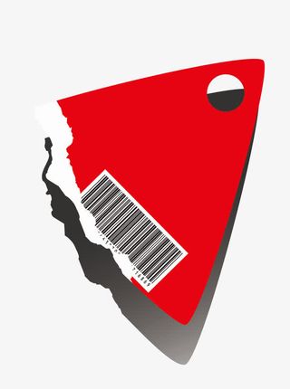 矢量卡通手绘手撕红色条码纸张免抠