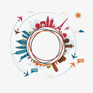 彩色城市剪影矢量图免抠