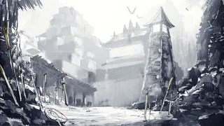 灰色手绘游戏场景免抠