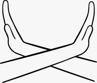 交叉手势简笔画矢量.免抠
