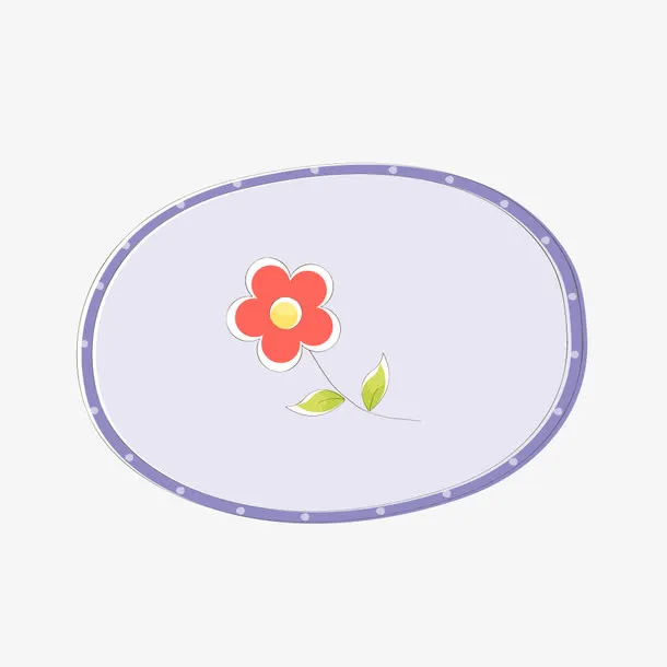 紫色花朵文字框矢量免抠