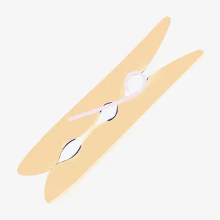 黄色卡通木夹免抠