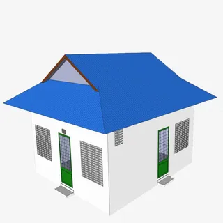 简约蓝色屋顶公厕免抠