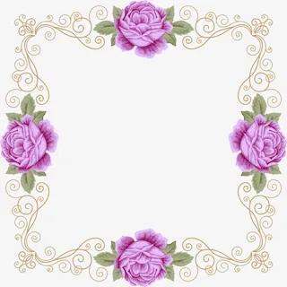 紫色清新花朵框架免抠