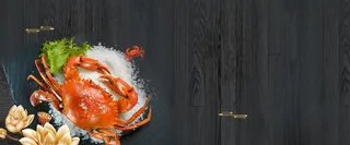 螃蟹简约黑色banner高清