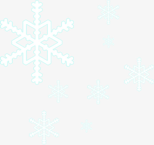 蓝色手绘雪花装饰免抠