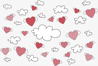 手绘爱心翅膀花纹免抠