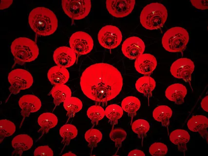 圆形中国风红色灯笼免抠