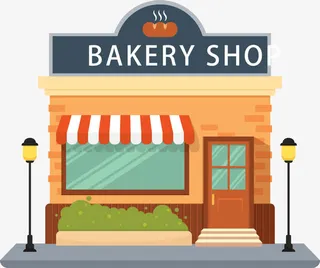 卡通面包店设计矢量免抠