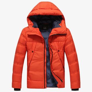 橙色连帽羽绒服免抠