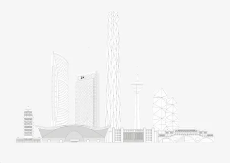 灰色成都代表建筑手绘免抠