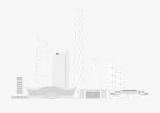 灰色成都代表建筑手绘免抠