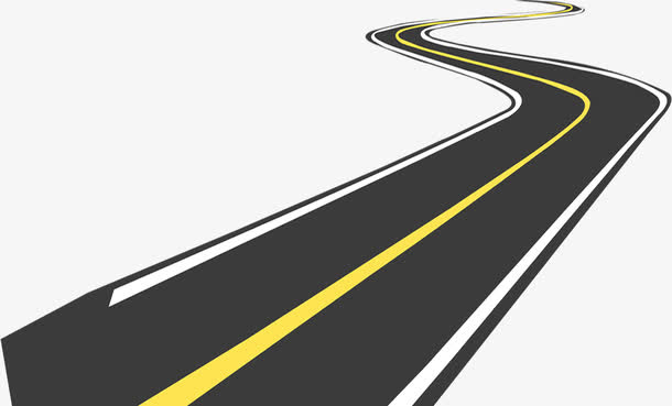 弯曲的黑色公路医疗免抠