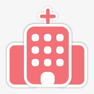 粉红色医院卡通标签免抠