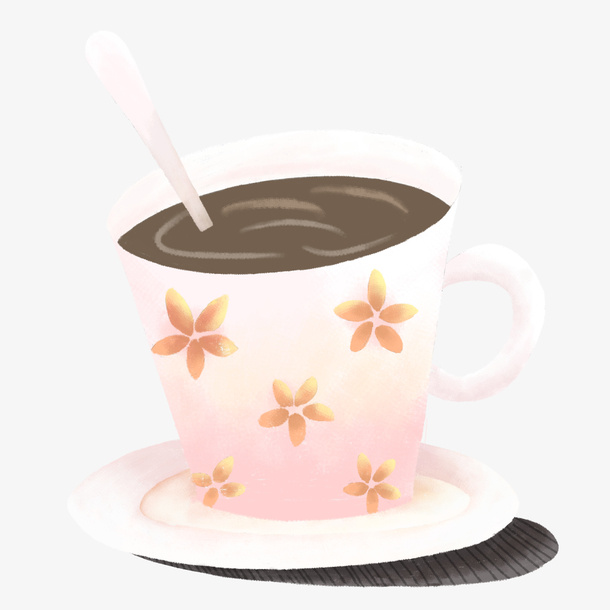 插画手绘清新风下午茶杯咖啡杯免抠