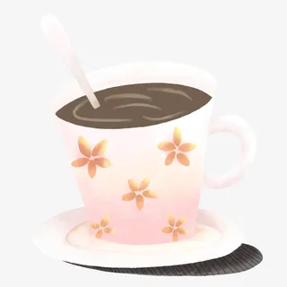 插画手绘清新风下午茶杯咖啡杯免抠