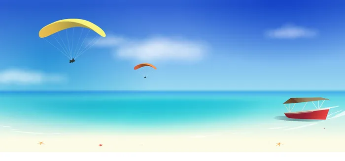 沙滩海滩滑翔伞背景高清