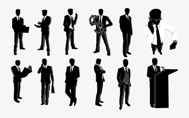 白领生活状态人物剪影免抠