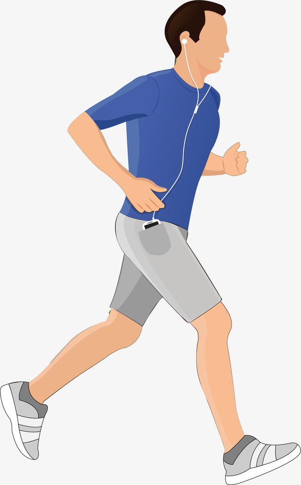 卡通立体跑步男生免抠