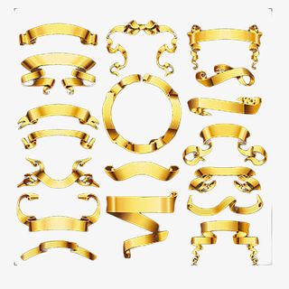 金色彩带 漂浮免抠