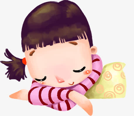 手绘可爱熟睡小女孩人物免抠