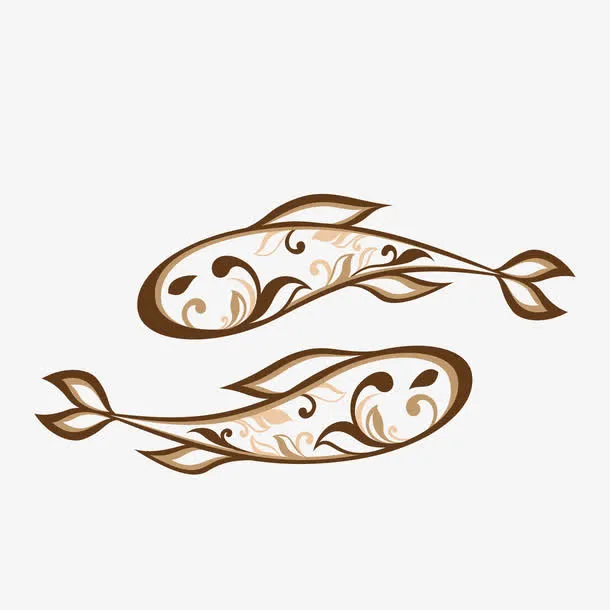 棕色矢量卡通鱼插画免抠