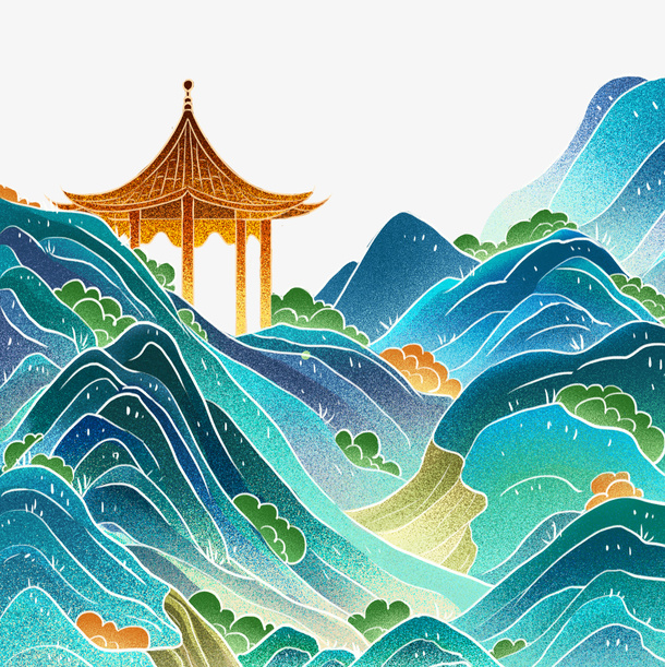山脉亭子古风免抠