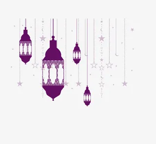 手绘彩色灯笼星星帘子装饰免抠