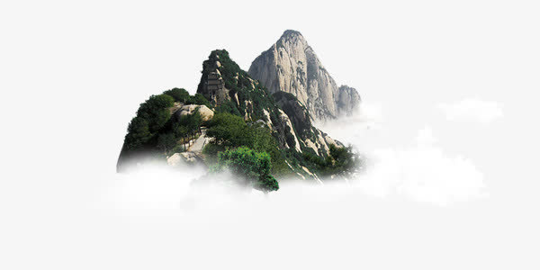 中国风高山迎客松装饰元素免抠