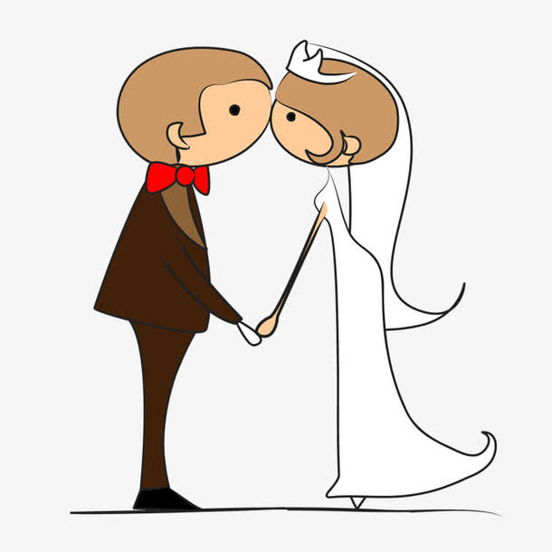 手绘结婚的人免抠