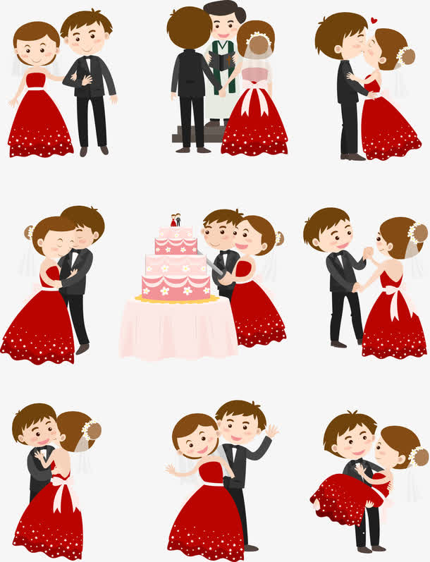 矢量手绘婚礼图案免抠