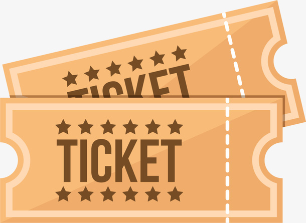 咖啡色扁平电影票据免抠标签元素