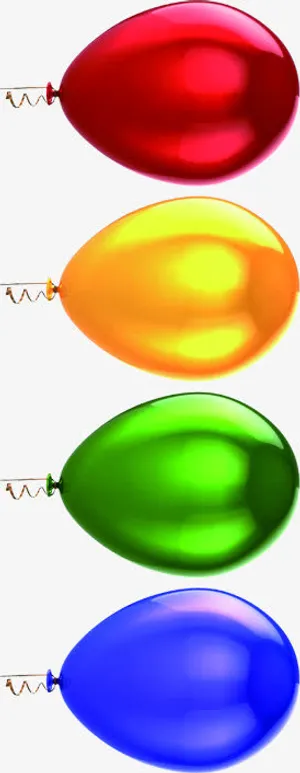 平行彩色丝带气球招聘免抠