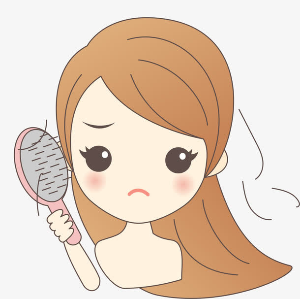 卡通掉头发女孩免抠