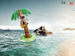 鲸鱼椰树海水沙滩免抠