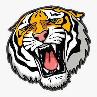 手绘恐怖老虎矢量图免抠