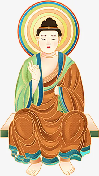 国潮敦煌文化手绘元素免抠