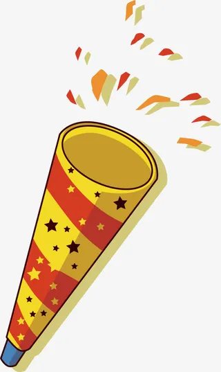 卡通黄色撒花筒免抠