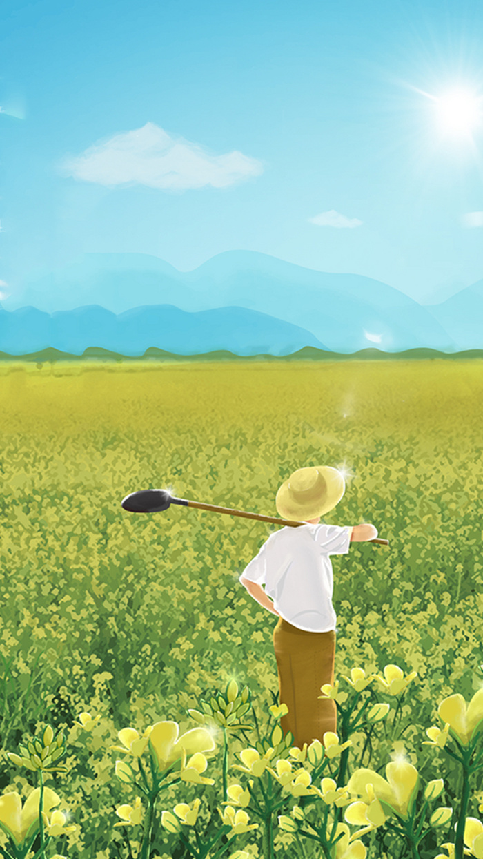 五一劳动节田野的农忙H5背景素材高清