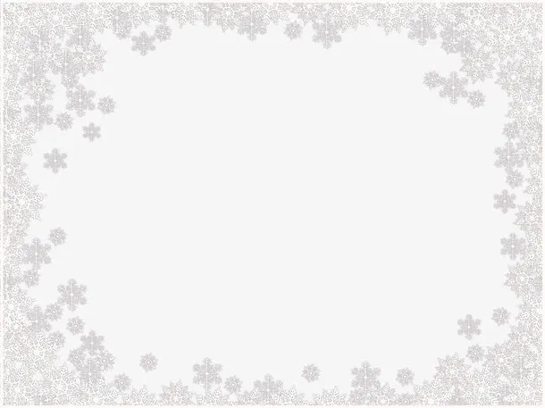 新年白色浪漫雪花边框免抠