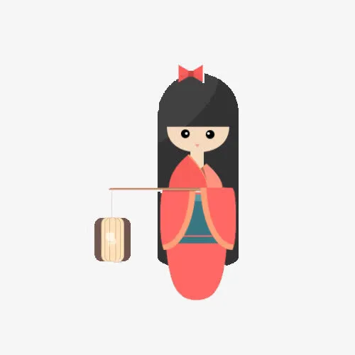 小女孩拿着灯笼免抠