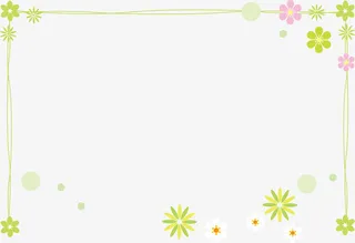 绿色春季花朵线条框架免抠