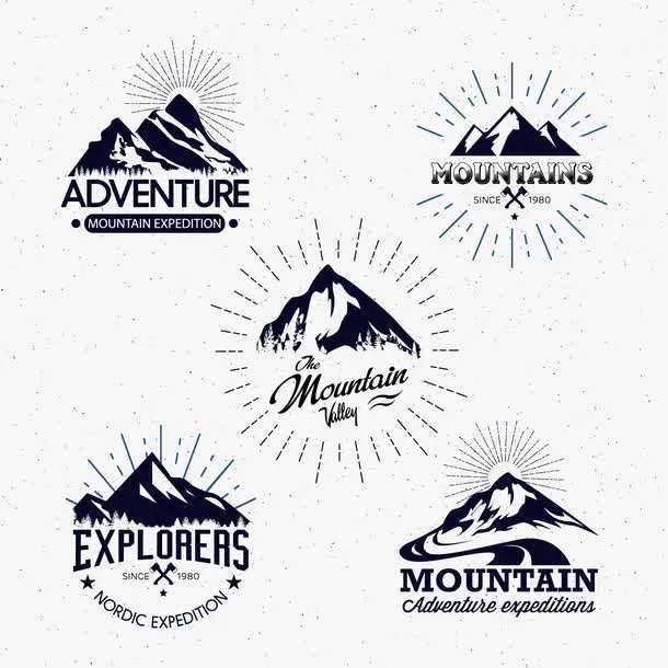 手绘黑色大山图标免抠