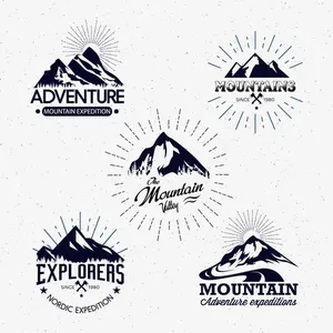 手绘黑色大山图标免抠