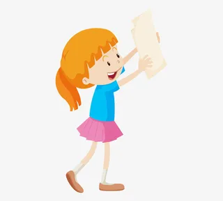 手绘拿试卷的小女孩免抠