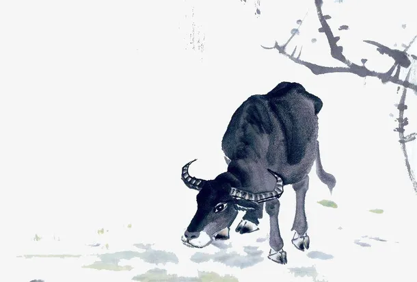 免抠水墨牛画免抠