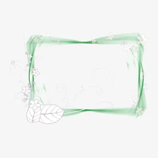 矢量绿色树枝流线放大框免抠